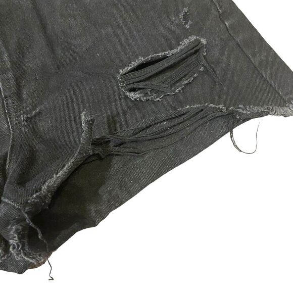 Refuge Distressed Shorts Raw Hem Black Jean Denim Short Chelsea Size 7 Rock Punk - Picture 10 of 16